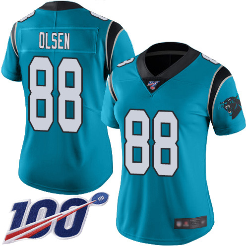Carolina Panthers Limited Blue Women Greg Olsen Jersey NFL Football #88 100th Season Rush Vapor Untouchable->women nfl jersey->Women Jersey